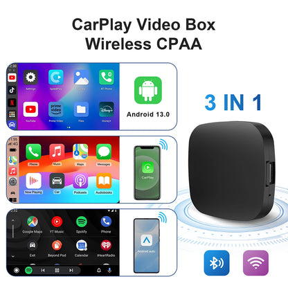 2026 Kowankit Android13 CarPlay Ai Box Wireless Android Auto 3 in 1 USB Adapter Plug & Play For Youtube Netflix Universal TV Box