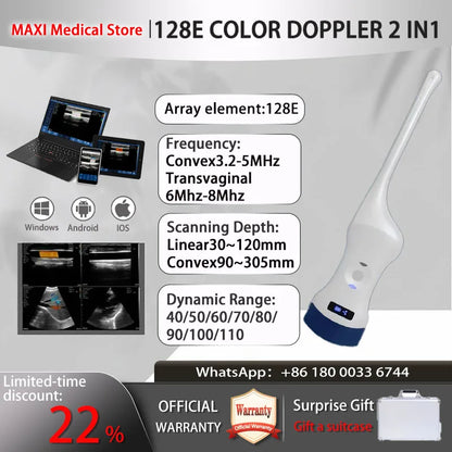 Portable WIFI Ultrasound Scanner Machine Wireless Ultrasound Probe Scanner Machine Support iOS Android Windows Free Suitcase