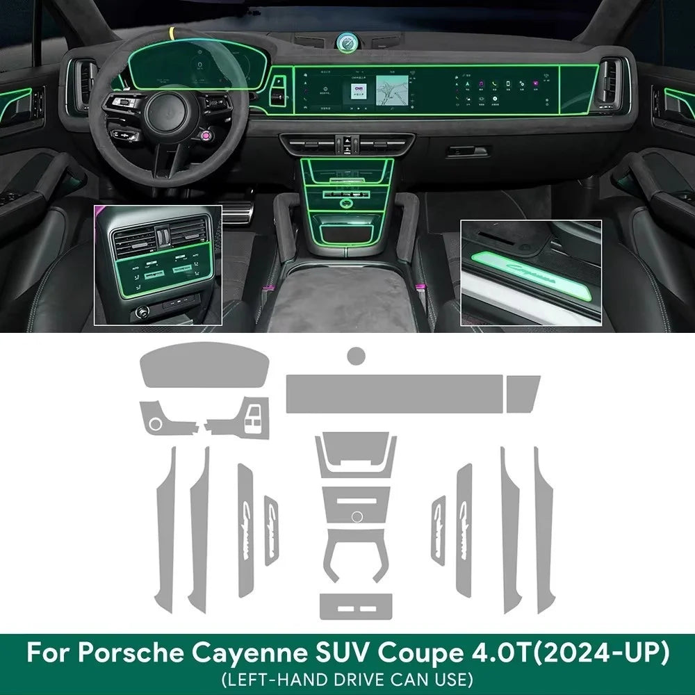 TPU Protective Film For Porsche Cayenne 2024 SUV Coupe 3.0T 4.0T Car Interior Center Console Transparent Anti-scratch Repair