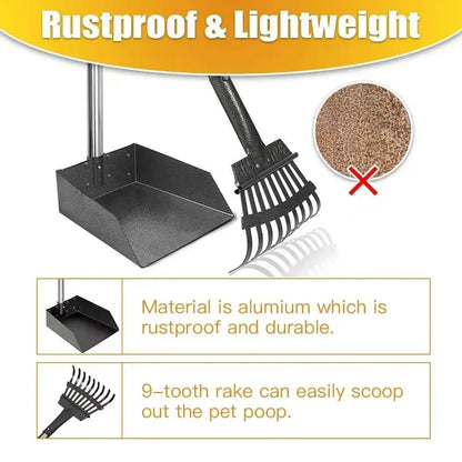 Adjustable Multifunction Pet Pooper Scooper Premium Stainless Steel Pet Tools - Long Handle, Rustproof & Durable