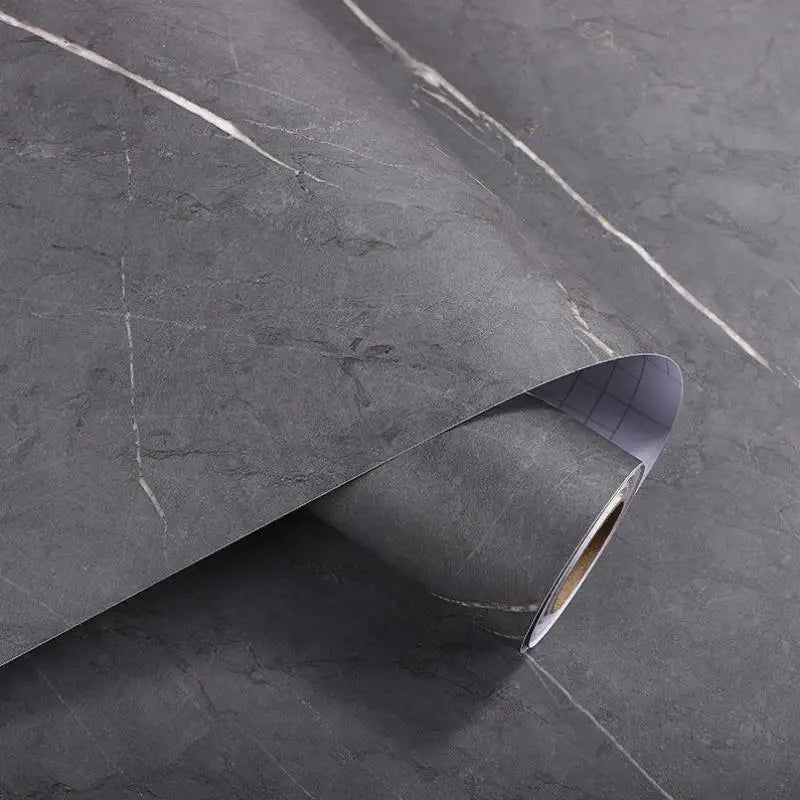 Thick Matte Marble Pattern PVC Self-Adhesive Wallpaper Waterproof Film Furniture Kitchen Countertop Oil-Proof Rock Wall Sticker