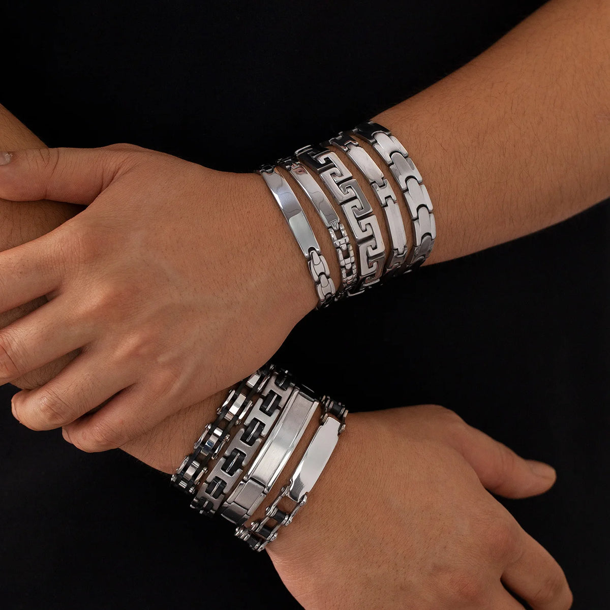 Chunky Men Bracelet,Thick Stainless Steel Strap Chain Link Wristband,Punk Male Jewelry Gift