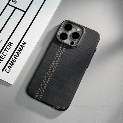 Relief Carbon Fiber Magnetic Case for iPhone 15 Pro Max 16 17 Pro Phone Cover Camera Metal Lens Protective Shell Hard PC Fundas