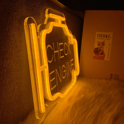 3D Carved Icon, Used For Bedroom, Garage, Game Room, Auto Repair Shop Art Decor, Father'S Day Gift,Check Engine Led Neon Sign.