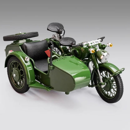 1:10 Three-wheeled Motorcycle Model Simulation Alloy Sound and Light Sliding Toy Car Retro Ornament