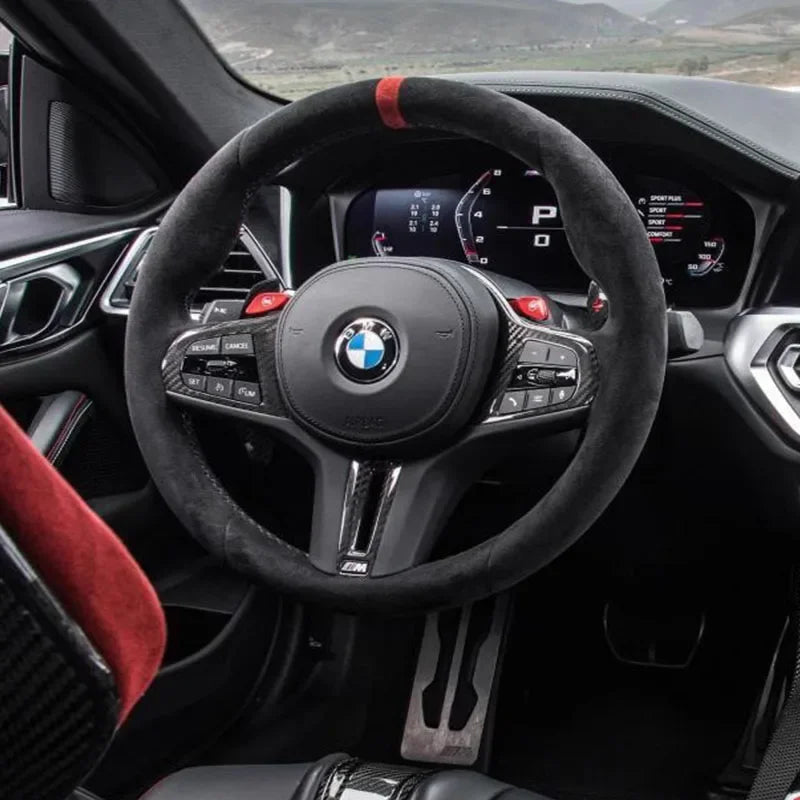 Hand Stitched Non-slip Car Steering Wheel Cover  for BMW M Sport G30 G02 X5 F40 F41 g82 M4 DIY Soft Suede Car Interior