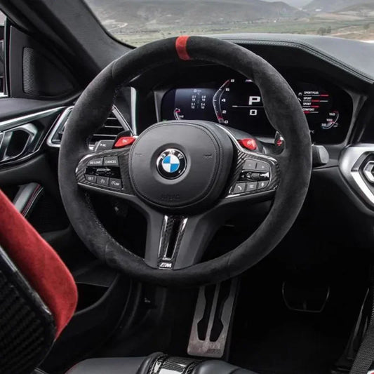 Hand Stitched Non-slip Car Steering Wheel Cover  for BMW M Sport G30 G02 X5 F40 F41 g82 M4 DIY Soft Suede Car Interior