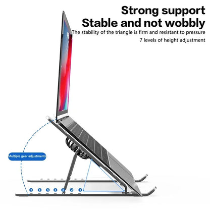 Adjustable Laptop Cooling Stand with Fan, Foldable Portable 7-Level Height Adjustment, Aluminum Alloy Material,