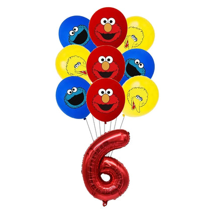 Cartoon Sesames Streeted Birthday Party Decoration Elmo Theme Balloon Set Plates Tissue Tablecloth Party Supplies Baby Shower