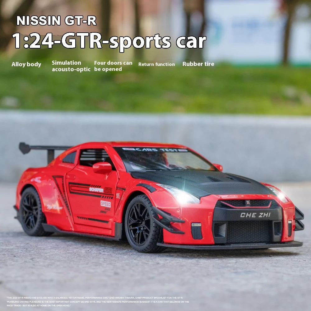 Large Size 1:24 Simulated Nissan GTR-r35 Car Model Sports Car Model Simulation Alloy Car Model Toy Collection Gift