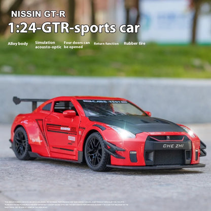 Large Size 1:24 Simulated Nissan GTR-r35 Car Model Sports Car Model Simulation Alloy Car Model Toy Collection Gift