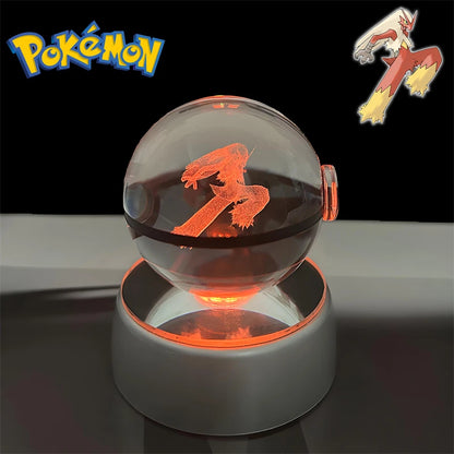 Pokemon 3D Crystal POKE BALL Figure Toys Snivy Dragonair Blastoise Venusaur Milotic Raichu Night Light LED Lamp Base Model Dolls