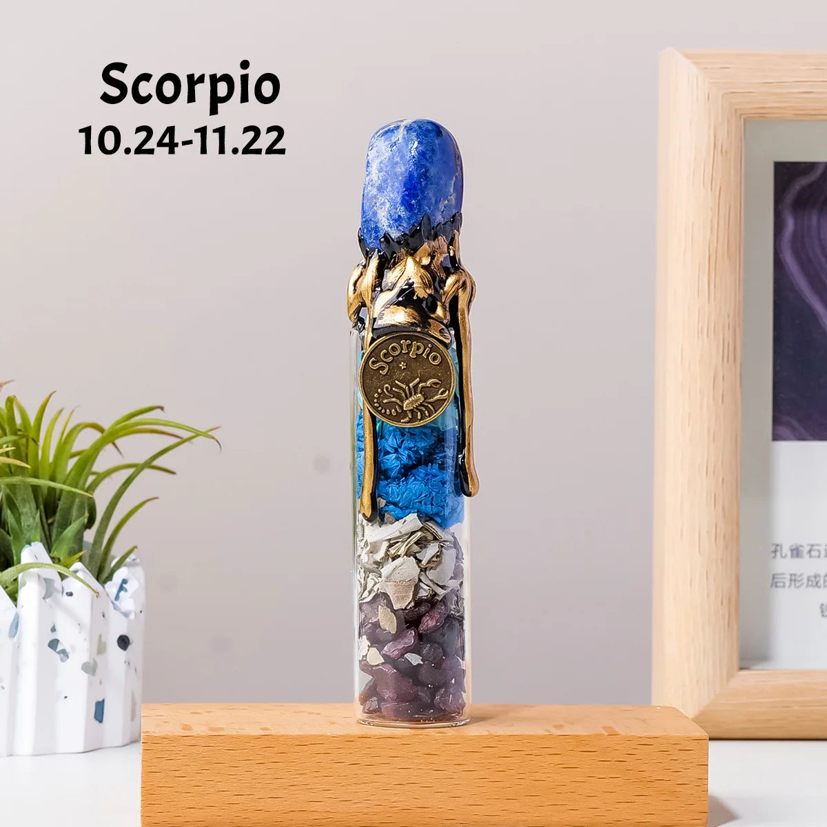 1PC Natural Crystal Zodiac Wishing Bottle, Magic Energy Healing Stone Drifting Bottle with Raw Stones, Spiritual Divination Reik