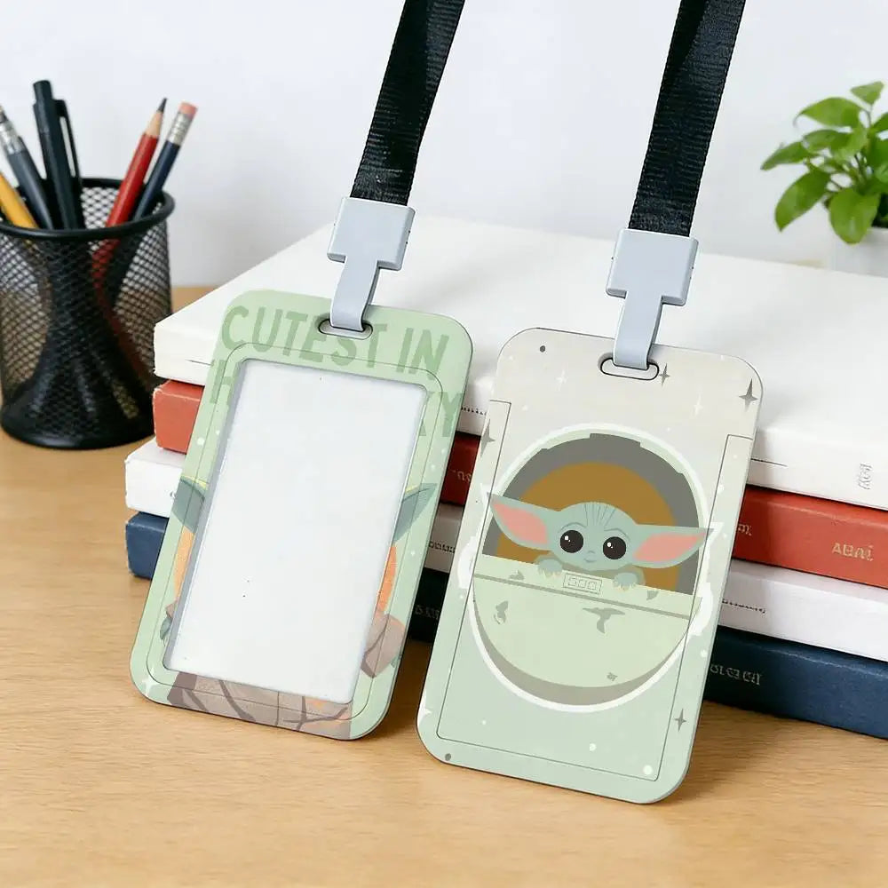 Cartoon Star Wars War Yoda Card Holder Employee Card Cover Lanyard Work Business ID Badge Holder Name Tag Cards Case