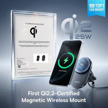 Baseus Qi2.2 25W Car Magnetic Wireless Charger For iPhone 17 16 15 Fast Charging For Samsung Xiaomi Car Phone Holder Cooling Fan