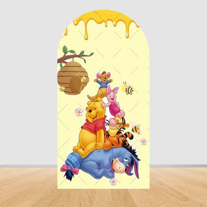 Winnie The Pooh Arch Backdrop Cover Elastic Fabric Newborn Baby Birthday Party Supplies Birthday Party Photo Studio Decoration