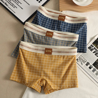 1/3PCS 95% Cotton Classtic Plaid Women's Lingerie Breathable Mesh Crotch Underwear Arrival Soft High Elastic Lingerie for Woman