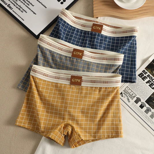 1/3PCS 95% Cotton Classtic Plaid Women's Lingerie Breathable Mesh Crotch Underwear Arrival Soft High Elastic Lingerie for Woman