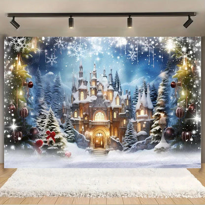 Christmas Glitter Photography Backdrop Street Xmas Gifts Pine Tree Family Portrait Festival Party Studio Photo Background Banner