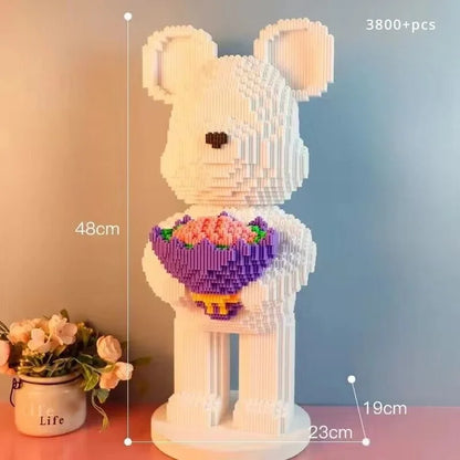 48cm Flower Violent Bear Huge  Building Block  Children's Toys with Small Particles Bricks 3D Model Children's Adult Gift