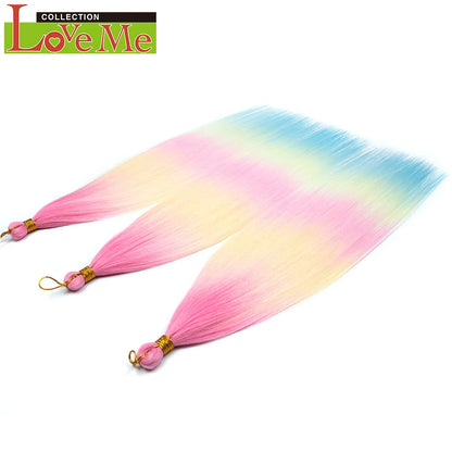 LOVE ME 28 inches 300g/3pcs Straight Hair Bundles Crochet Hair Synthetic Braiding Hair Ombre Rainbow Braids Hair Extensions