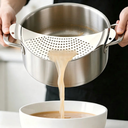 1/2Pcs Pot Strainer Set Stainless Steel Universal Fit Dishwasher Safe Colander for Fruit Veggie Pasta Home Kitchen Cooking