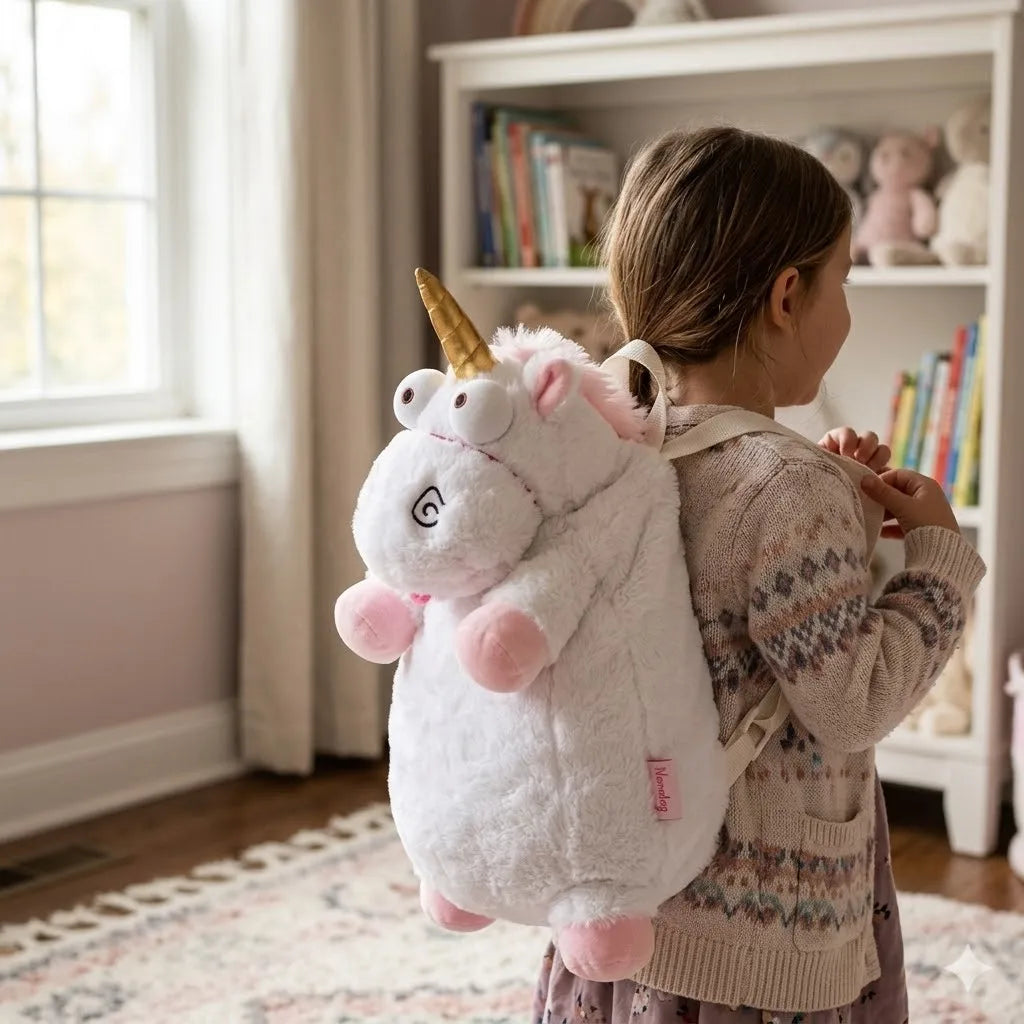Despicable White Unicorn doll backpack bag School bag Plush toy Gift Kids Children Toys large