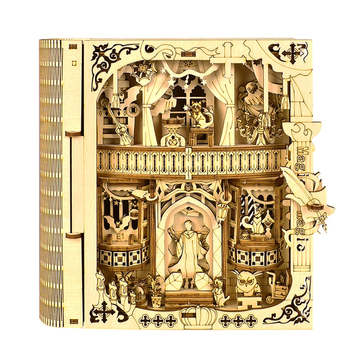 Wooden Puzzle Magic Book Model, Solid Wood DIY Handmade 3D Puzzle, Suitable for Desktop Decoration, Holiday Birthday Gift