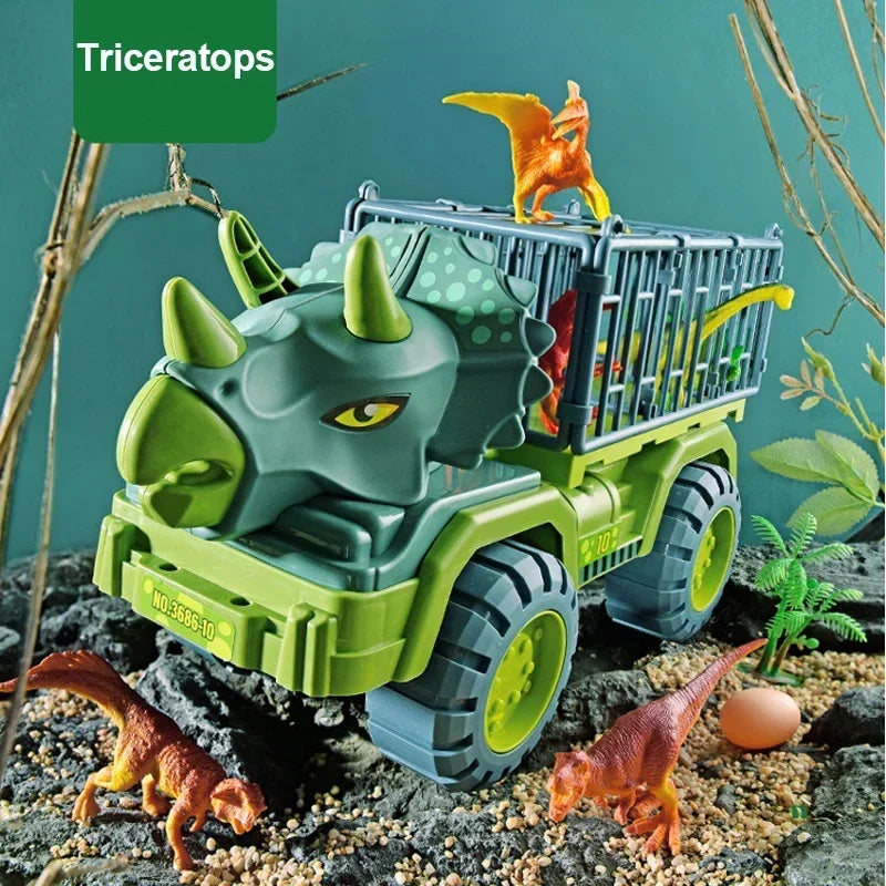 Boys Car Toys Dinosaur Truck Transport Carrier Vehicle Dino Animal Model Tyrannosaurus Rex Truck Game Children Birthday Gifts