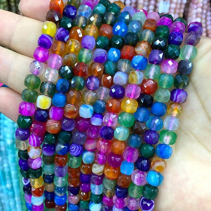 Natural Stone 7-8MM Faceted Square Lapis Lazuli Loose Cube Spacer Beads for Jewelry Making Diy Earrings Bracelets Accessories