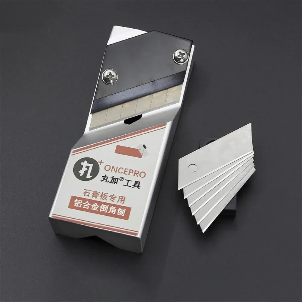Aluminum Alloy Chamfering Planer with 6 Blade 45° Angle Wood Edges Trimming Tool for Plasterboard Ceiling Decorative Hand Planes
