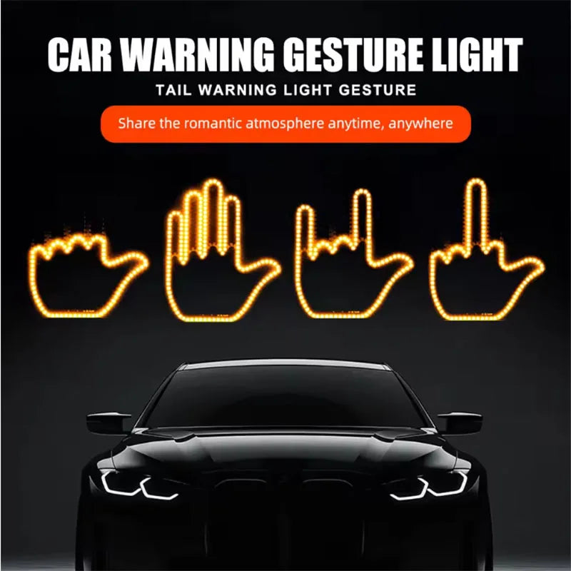 Car LED Finger Lights Funny Car Interior Light With Remote Control Rear Window Multi-function Warning Reminder Lamp Accessories