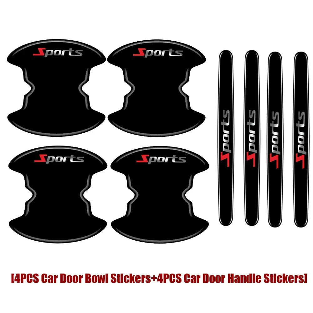8PCS Car Door Handle Bowl Anti-Scratch Protector Stickers, Anti-Collision Protection Strip Auto Exterior Accessories
