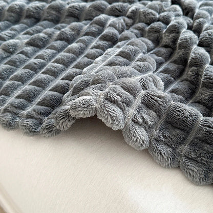 New Simple 3D Plaid Blanket Autumn Winter Soft Warm Multi-functional Sofa Blankets Cozy Durable Artificial Rabbit Plush Blanket