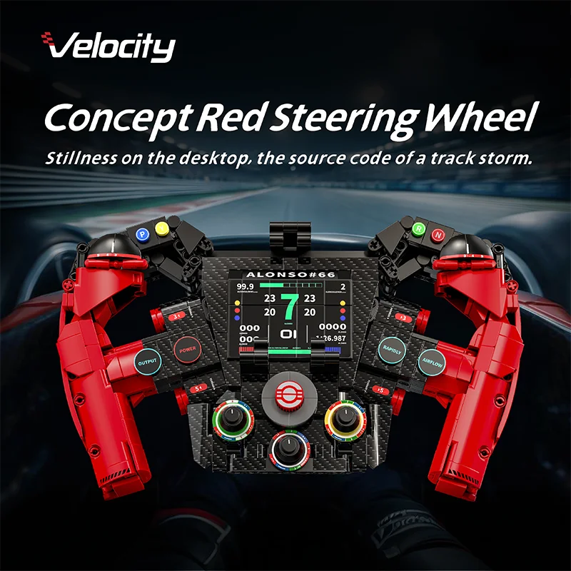 971Pcs Formula Racing Vehicle Steering Wheel MOC Blocks Super Car Model Building Toys Gifts for Adult Technical Bricks Sets