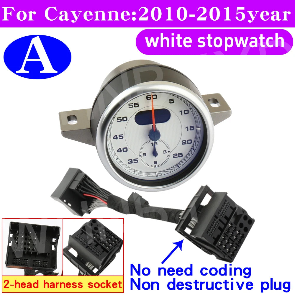 Car Stopwatch for Porsche Cayenne 958 10-17 Clock Chrono Watch Dashboard Cover Modified Car Interior Accessories Stopwatch Clock