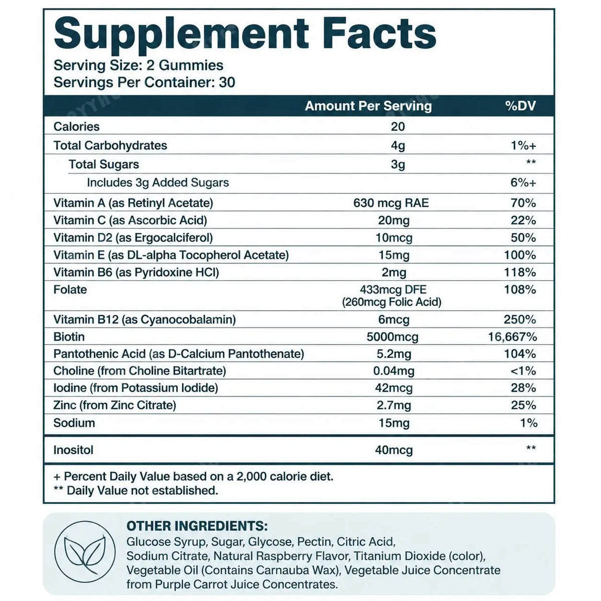 Hair Skin Nails Gummies with Biotin and Zinc, Vitamins A C D2 and E, Plus B6 and B12 for Radiant Healthy Skin, 60 Gummies