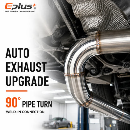 1PCS Universal Stainless Steel 90 Degree Elbow Pipe Polished Weld‑On Pipe Fitting Bend Tube for Car Exhaust Muffler Replacement