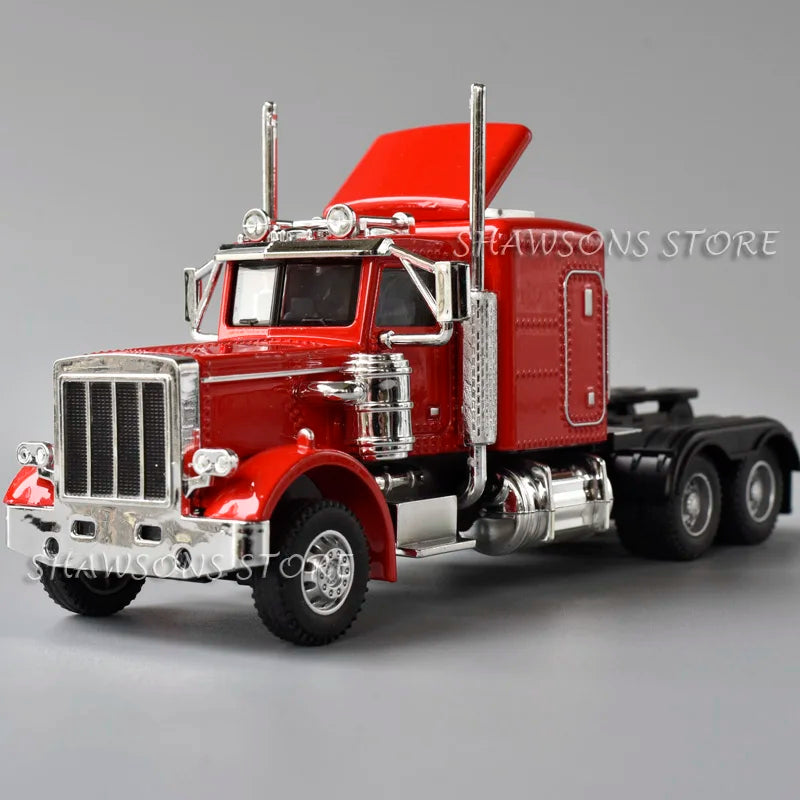 1:50 Diecast Model Semi Truck Toys Peterbilt 389 Tractor Vehicle Miniature Replica Pull Back Sound Light