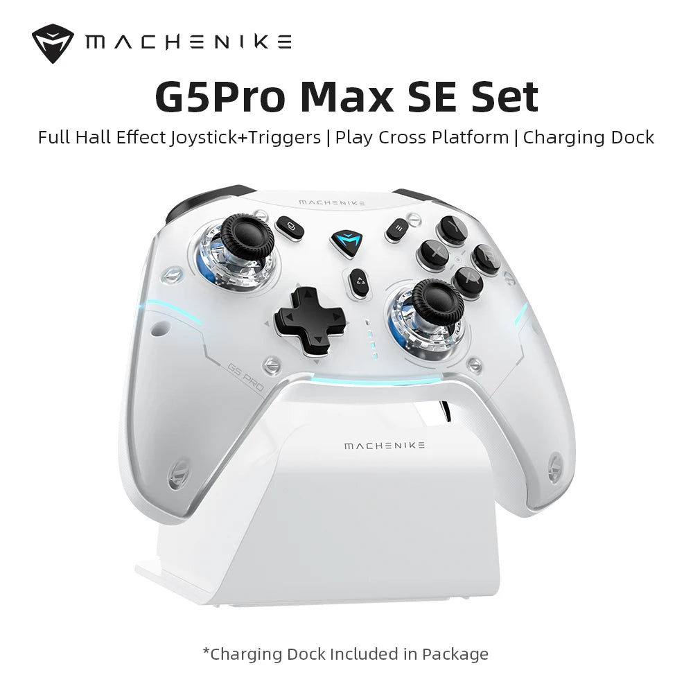 Machenike G5Pro Max SE Gamepads With Charging Dock Optional Hall Effect Joysticks Triggers RGB Light Wireless Gaming Controller