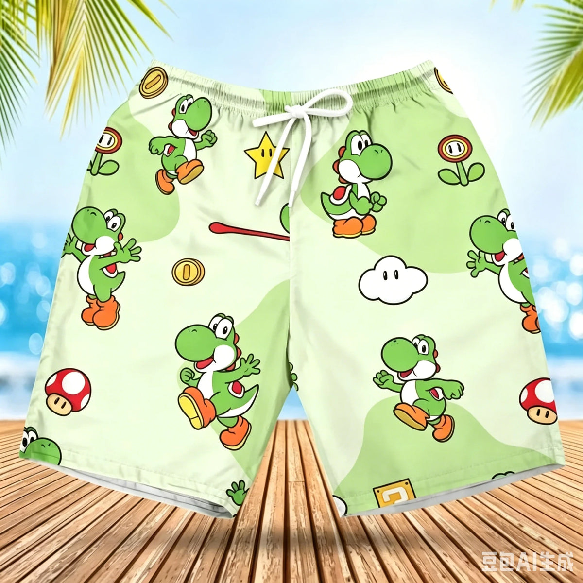 Summer Men's Women's Quick-Drying Beach Shorts Luigi Yoshi Printed Shorts for Beach Swimming Pools Gyms and Outdoor Sport