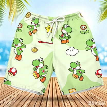 Summer Men's Women's Quick-Drying Beach Shorts Luigi Yoshi Printed Shorts for Beach Swimming Pools Gyms and Outdoor Sport