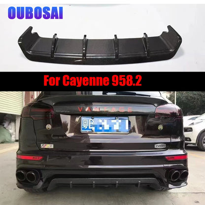 For Porsche Cayenne 958.2 2017+ GTS Carbon Fiber Car Rear Bumper Diffuser Rear Splitters Spoiler Back lip body kit