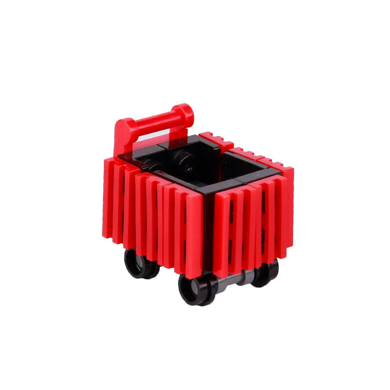 MOC City Supermarket Shop Store Building Blocks Street View Drink Food Vegetable Food Accessories Dessert Blocks Printed Bricks