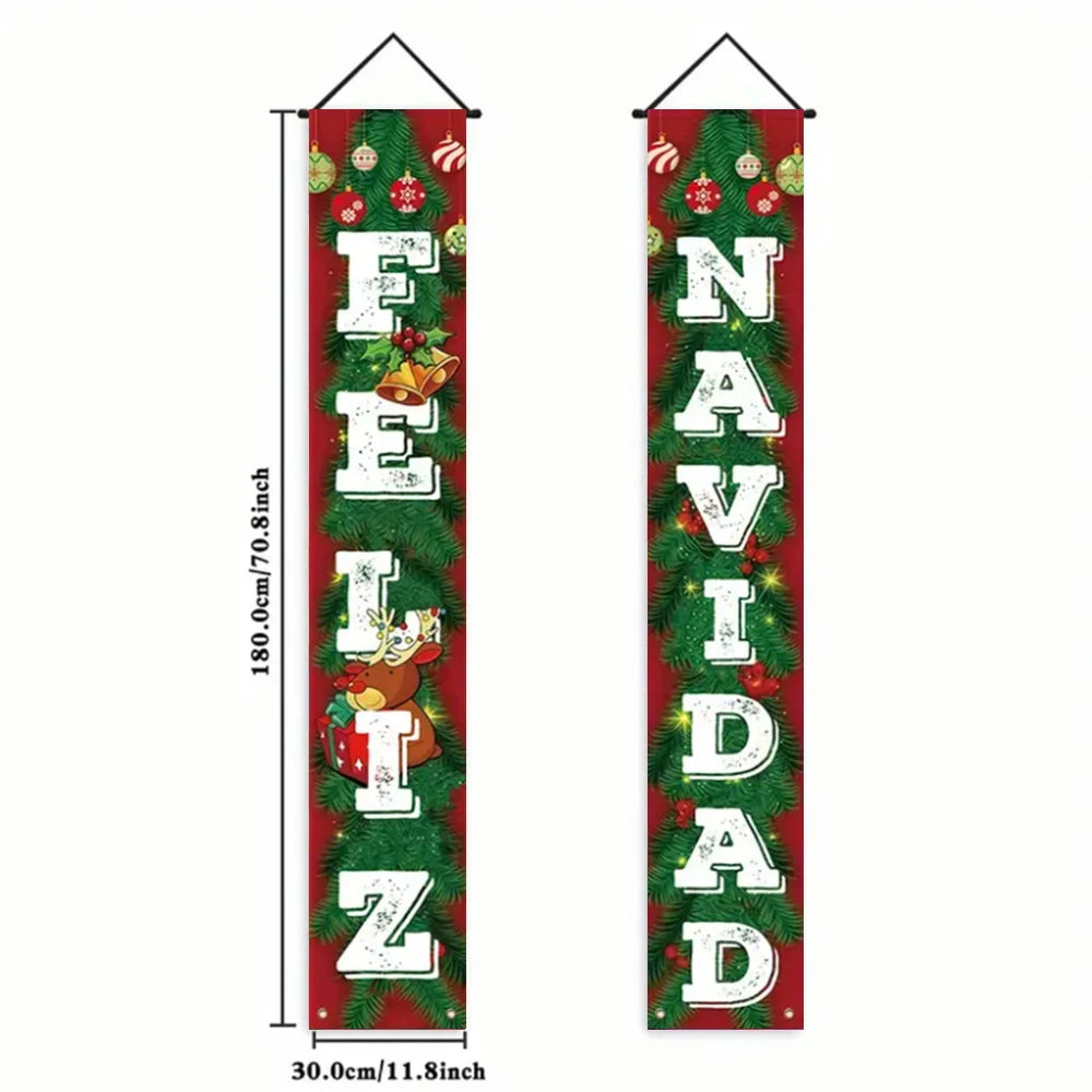 Christmas New Year Decorations Couplet Santa Snowman Door Banner For Home 2025 Xmas Hanging Ornaments Navidad Gift New Year 2026
