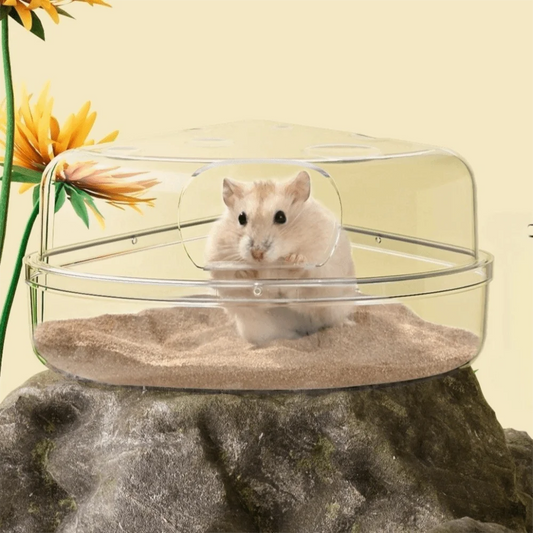 Transparent Hamster Sand Bath Box Anti-spill Escape-Proof Hamster Bathing Tub Detachable Cheese Shape Bath House