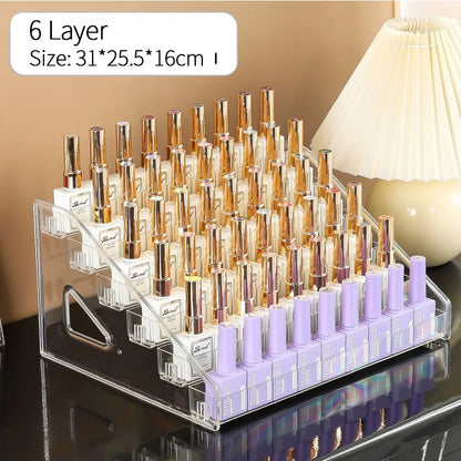 Clear Acrylic Nail Polish Display Stand Multi-layer Plastic Storage Rack UV Gel Shelf Quick Install Cosmetic Manicure Storage