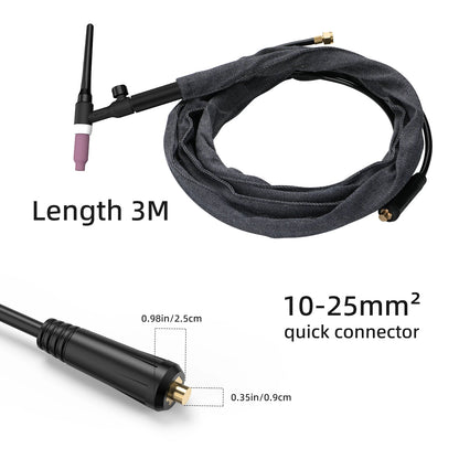 Viladepot TIG Welding Torch WP17V Argon Lift TIG Burner With 10-25mm² Quick Connector 3M Cable For Welding Equipment