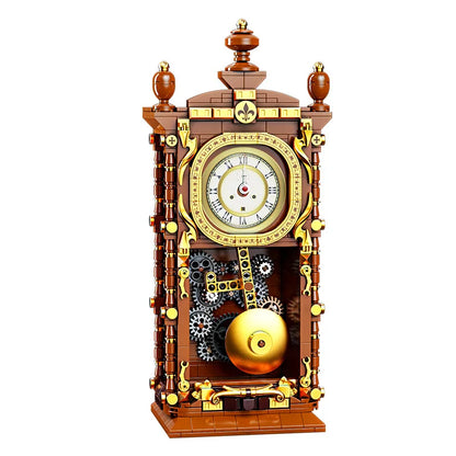 Swinging Retro Mechanical Pendulum Clock Building Blocks - 751 Pcs 3D Model Kit for Adults, Unique Home Decor Gift Idea