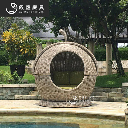 Outdoor rattan sofa combination woven bird's nest rattan sofa chair sun room courtyard leisure rattan terrace bed